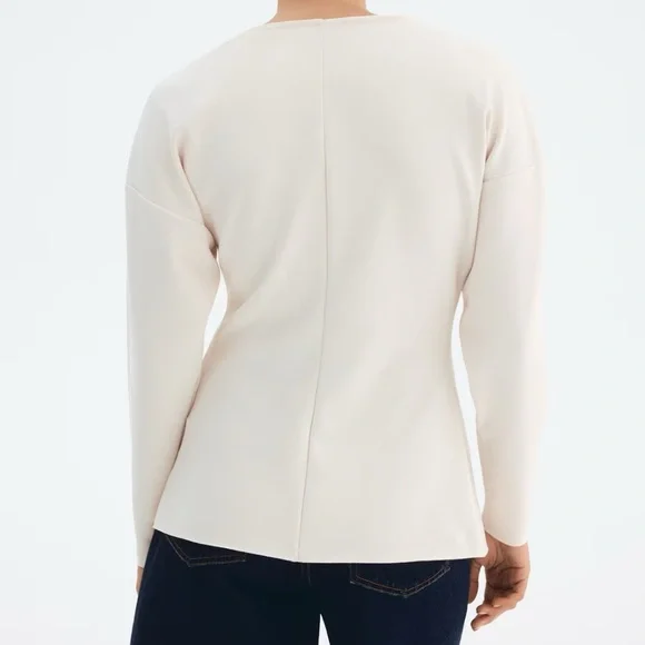 H&M Cream Button-Front Long Sleeve cardigan with defined waist - Picture 3 of 4